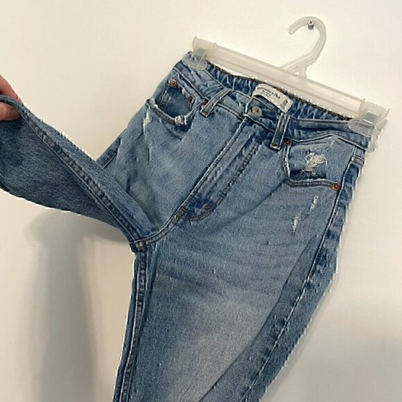 ABERCROMBIE FITCH A&F Skinny High Rise Medium Wash Ripped Rips 24 00 CURVE LOVE - Picture 7 of 12